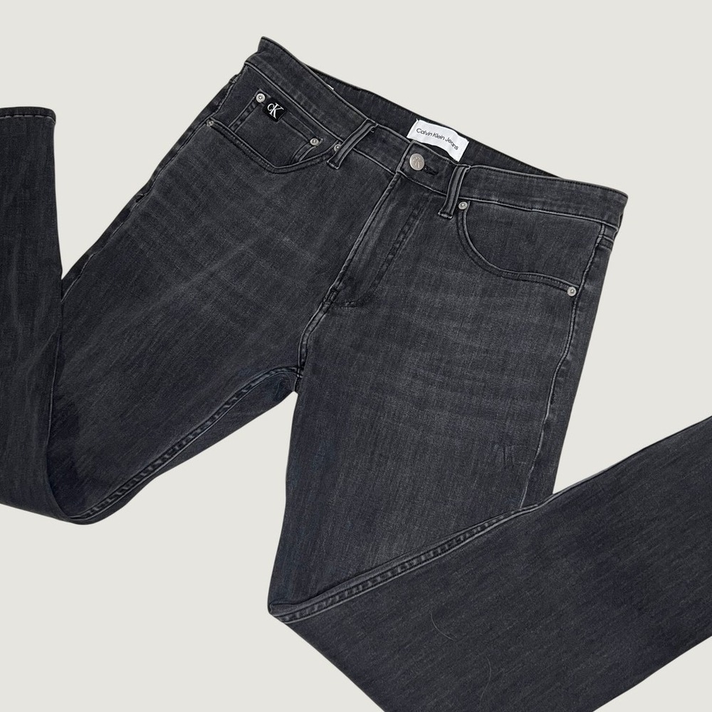 Calvin Klein Jeans Mens Modern Taper Dark Gray Faded Denim Stretch Pants 33x30